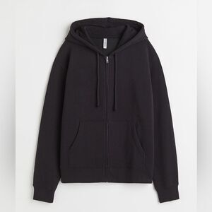 NWT H&M Oversized Full Zip Hoodie in Black Womens Size XXS